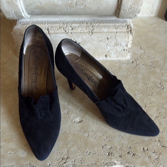 Yves Saint Laurent Shoes - Vintage Yves Saint Laurent Black Suede Pumps